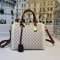 100% genuine leather boston handbag , classic ch printed messenger totes white