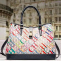 100% genuine women leather large tote ch printed messenger bag a