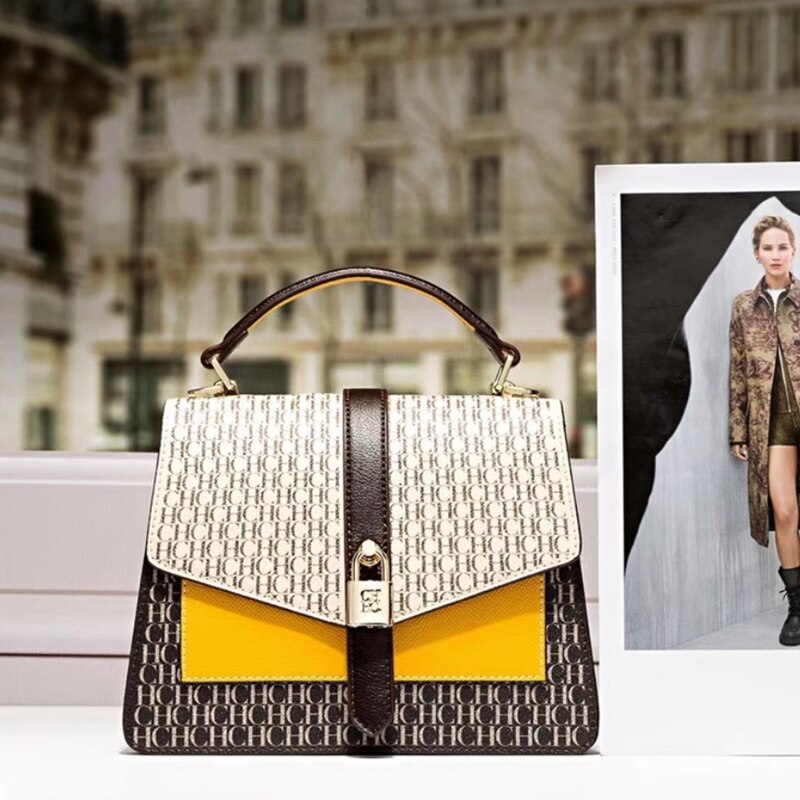 100% genuine leather ch printed bag for women luxury brand designer purses b