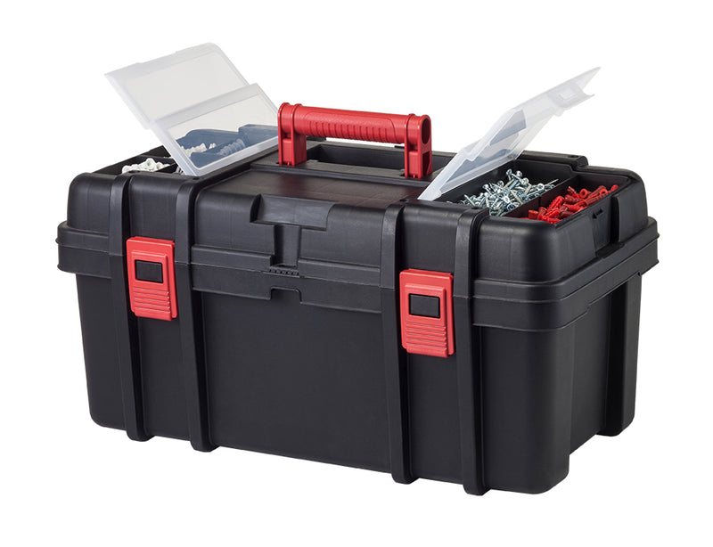 hyper tough 22-inch toolbox, plastic tool and hardware storage, black