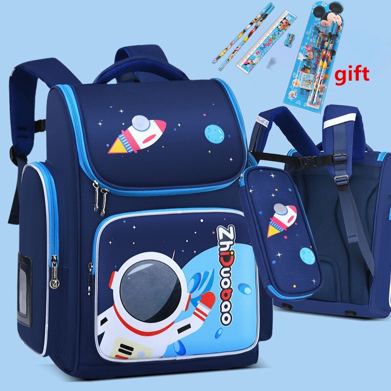 school bags for boys & girls, kids cartoon schoolbag primary school backpack large blue