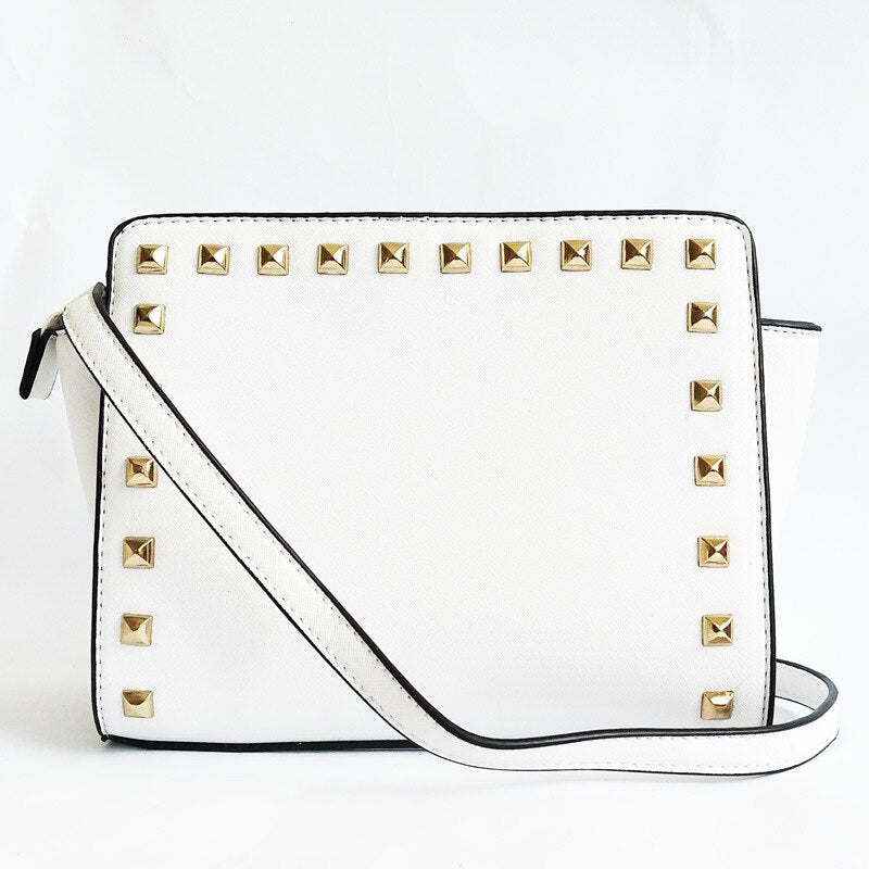 new rivet bag women purses american fashion trend one shoulder messenger bag white