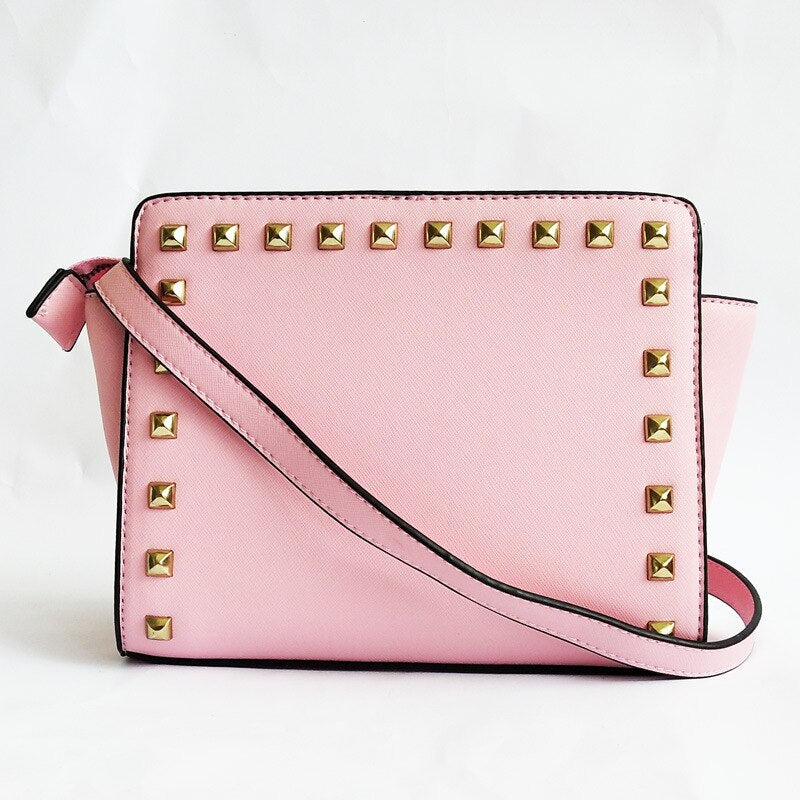 new rivet bag women purses american fashion trend one shoulder messenger bag pink