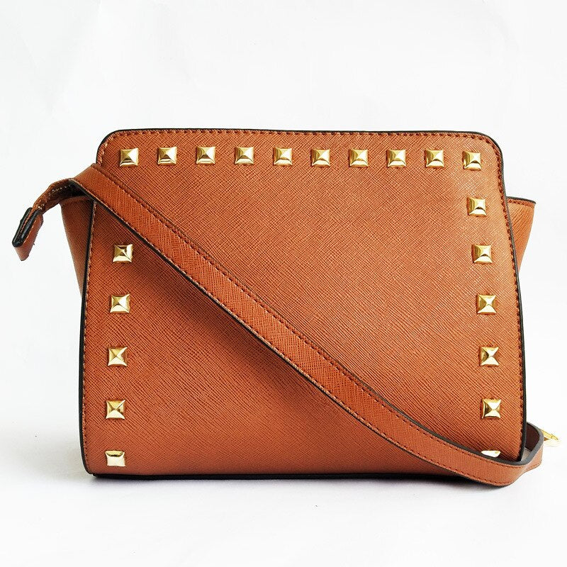 new rivet bag women purses american fashion trend one shoulder messenger bag brown
