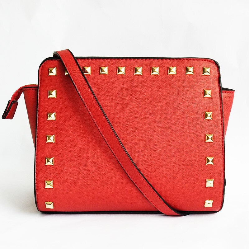 new rivet bag women purses american fashion trend one shoulder messenger bag red