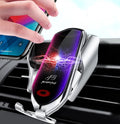 jb smart sensor car phone holder with fast wireless car charger silver