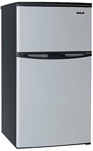 rca rfr835-black 3.2 cubc foot 2 door fridge and freezer stainless steel