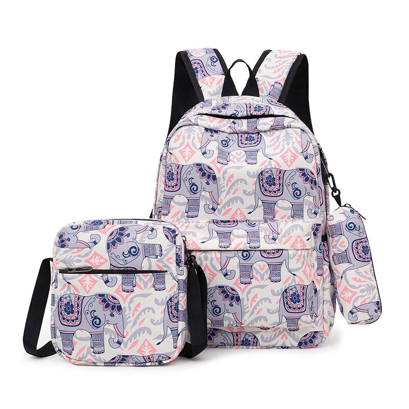 3pcs/set unisex backpacks  for high school student. elephant