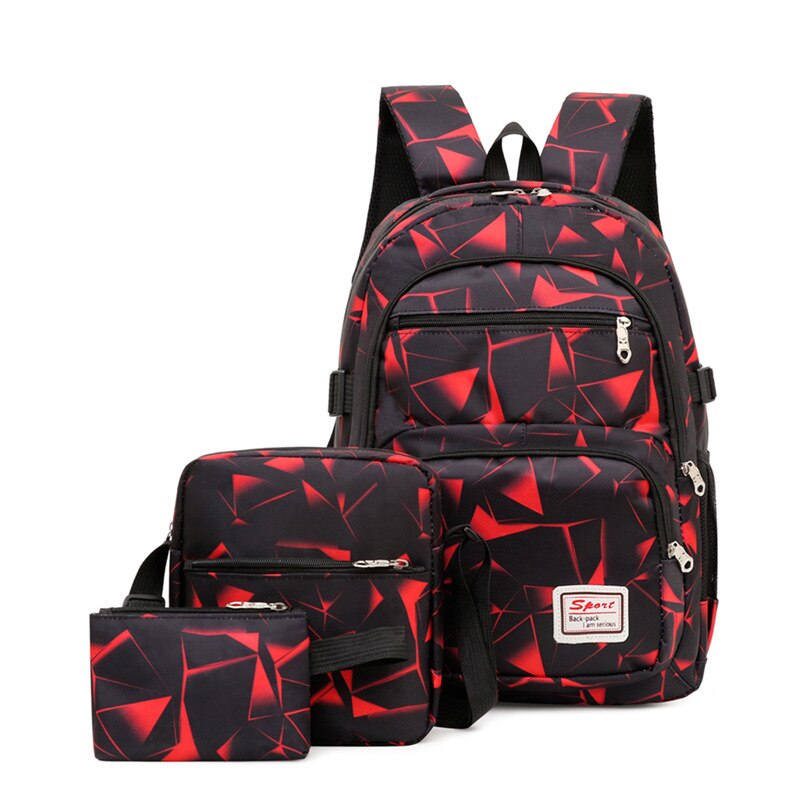3pcs/set unisex backpacks  for high school student. red