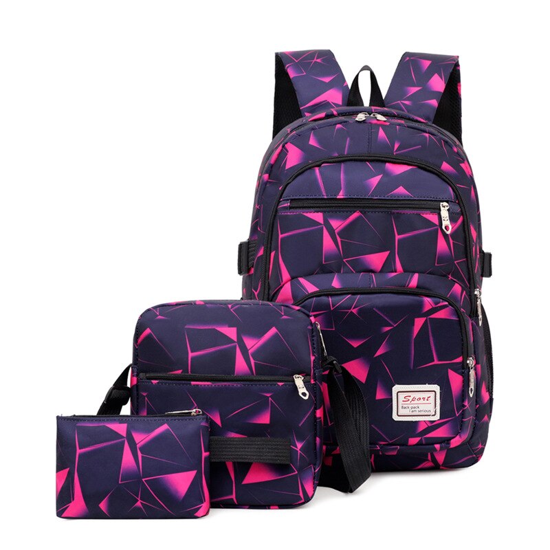 3pcs/set unisex backpacks  for high school student. rose