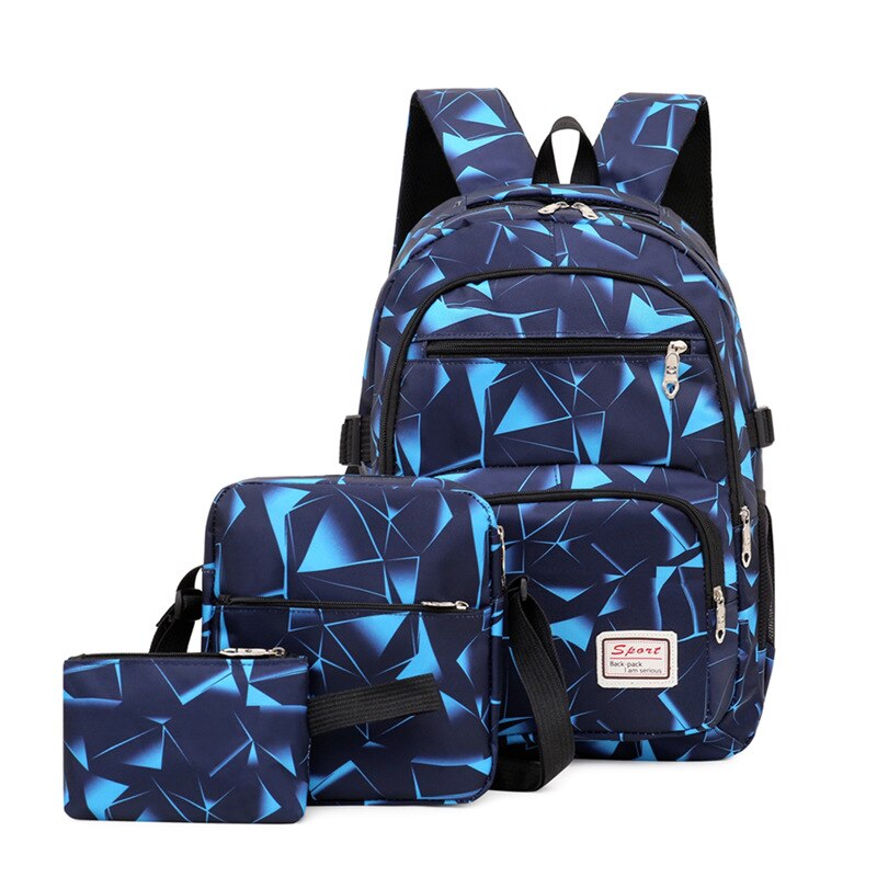 3pcs/set unisex backpacks  for high school student. sky blue