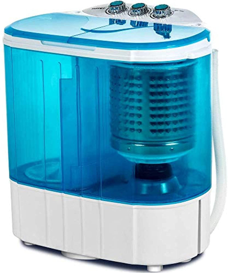 portable washing machine, spin dryer-compact twin tub durable design 10lbs blue