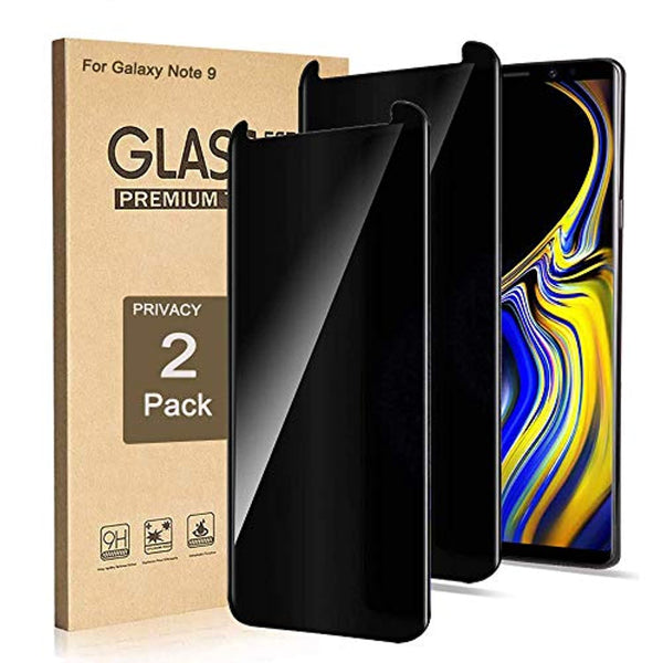 (2 pack) galaxy note 9 screen protector privacy tempered glass film