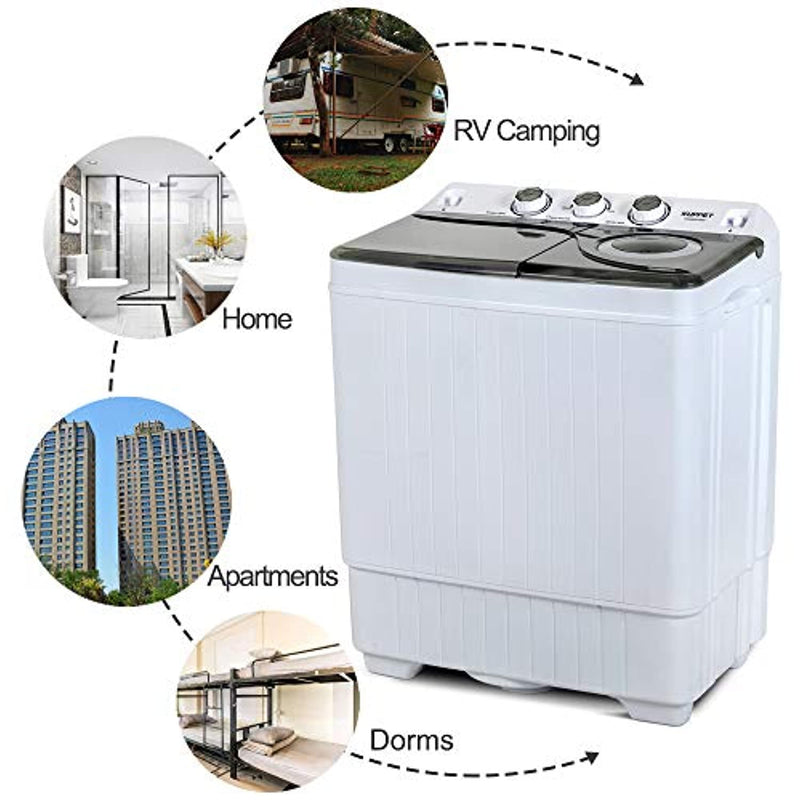 twin tub portable mini washing machine 26lbs capacity, washer(18lbs)&spiner(8lbs)