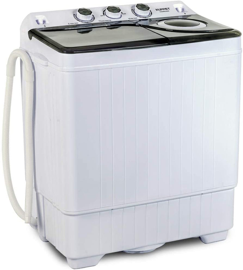twin tub portable mini washing machine 26lbs capacity, washer(18lbs)&spiner(8lbs) white&gray