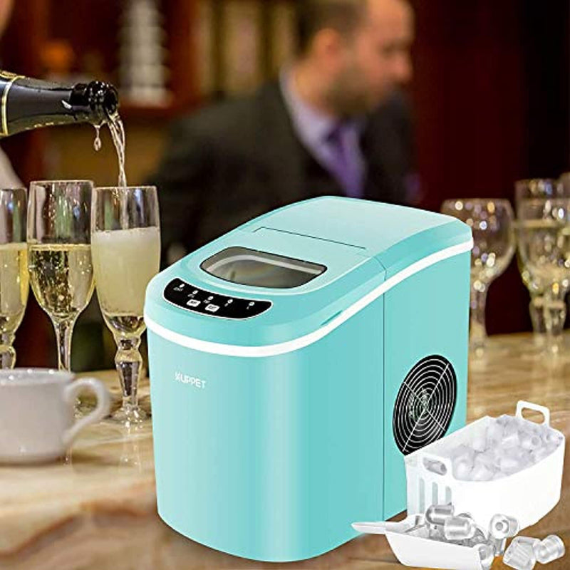 ice cube maker machine with 26lbs daily capacity, 9 ice cubes ready in 8 minutes