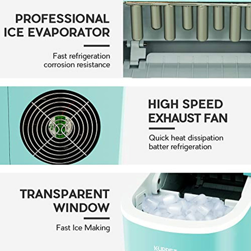 ice cube maker machine with 26lbs daily capacity, 9 ice cubes ready in 8 minutes