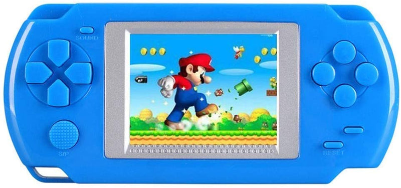 kobwa handheld game console for children, built in 268 classic games blue