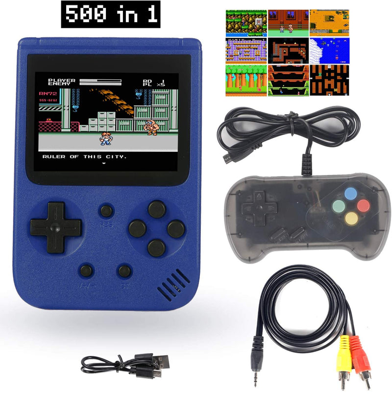 sefitopher mini retro handheld game console retro console 500 blue
