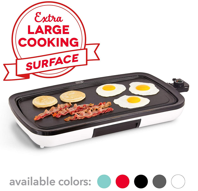 dash everyday nonstick electric griddle for pancakes, burgers & other on the go breakfast white