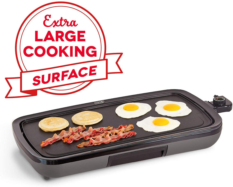 dash everyday nonstick electric griddle for pancakes, burgers & other on the go breakfast grey