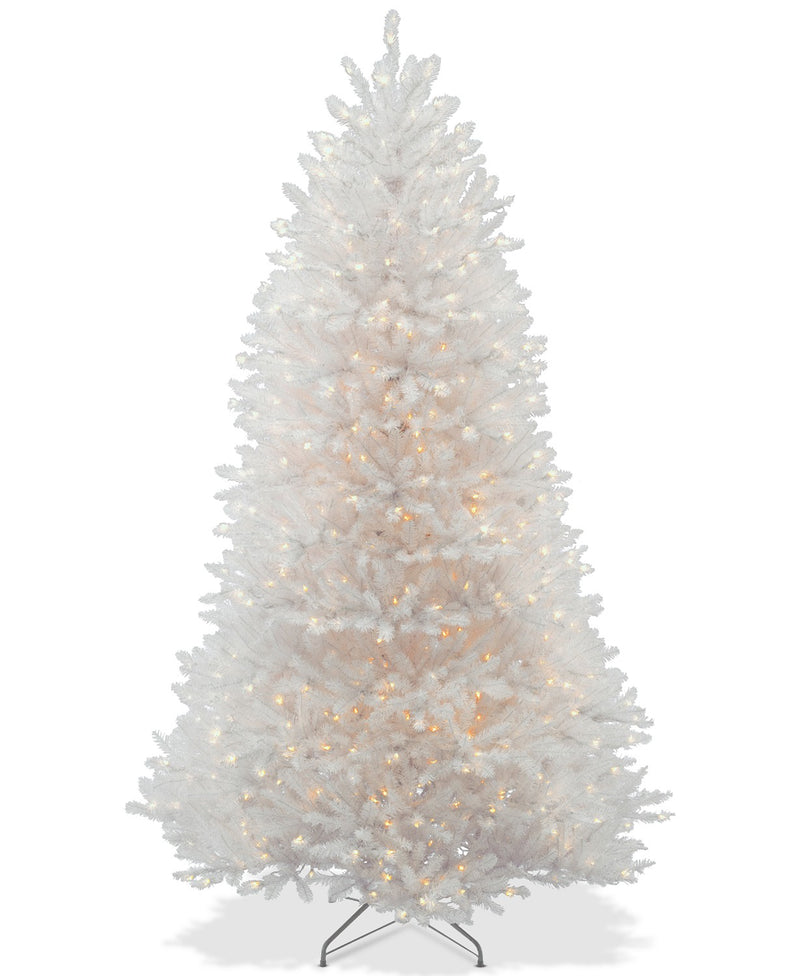 7.5' & 9 ft. dunhill® white fir hinged tree with 750 clear lights
