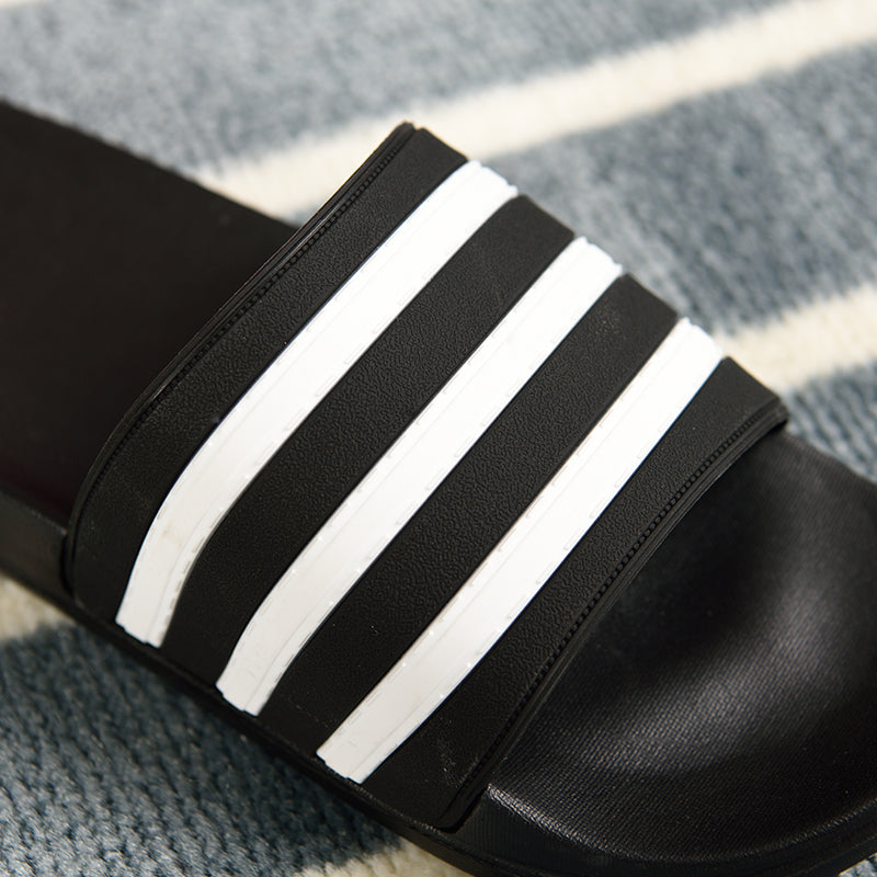 men's slippers soft black and white stripes casual summer slides