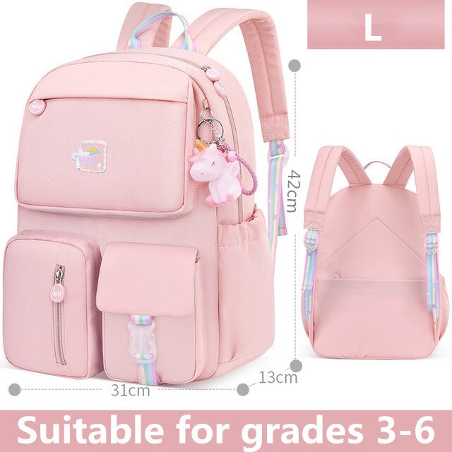 school backpack suitable for grades 1-6 cartoons pony l pink