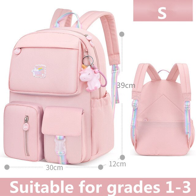 school backpack suitable for grades 1-6 cartoons pony s pink