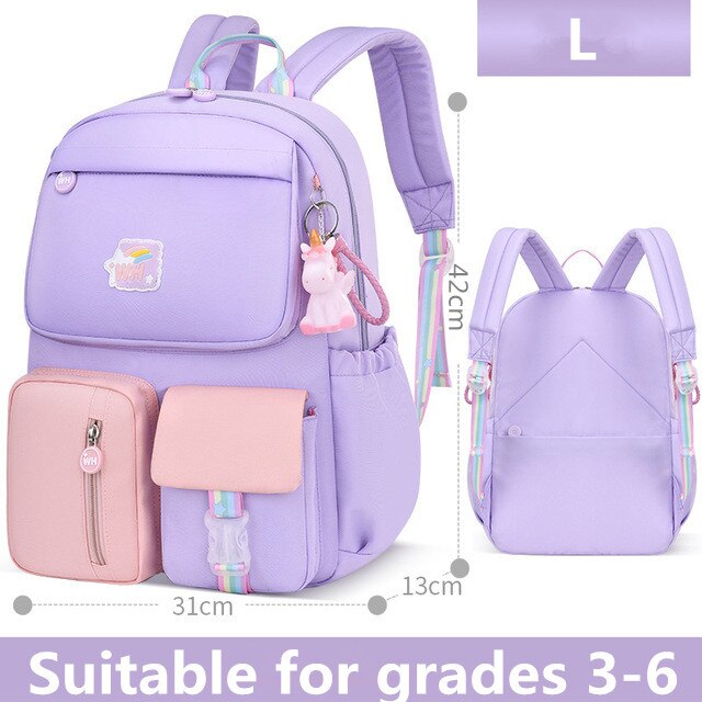 school backpack suitable for grades 1-6 cartoons pony l purple
