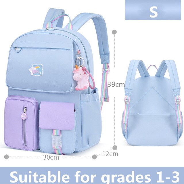 school backpack suitable for grades 1-6 cartoons pony s blue