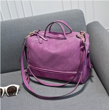 women handbag pu leather tote bag retro shoulder messenger bags rose red / 33x23x13cm