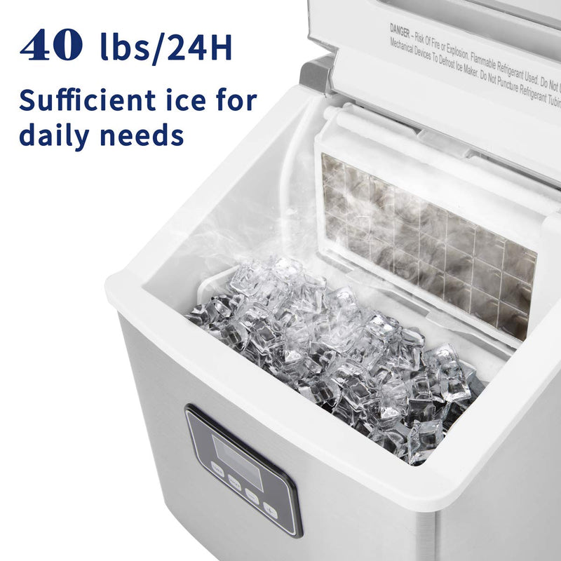 EUHOMY Ice Maker Machine Countertop, 40Lbs/24H Portable Compact Ice Cube