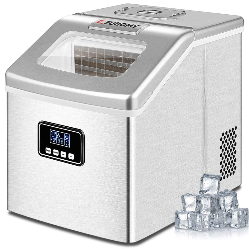 EUHOMY Ice Maker Machine Countertop, 40Lbs/24H Portable Compact Ice Cube