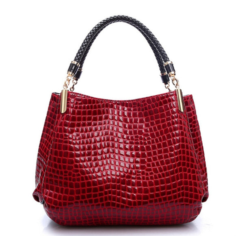 women leather handbags luxury ladies purse red