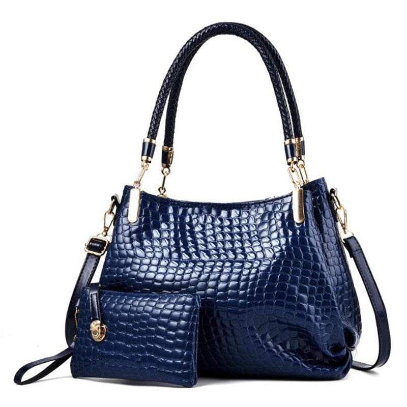 women leather handbags luxury ladies purse navy