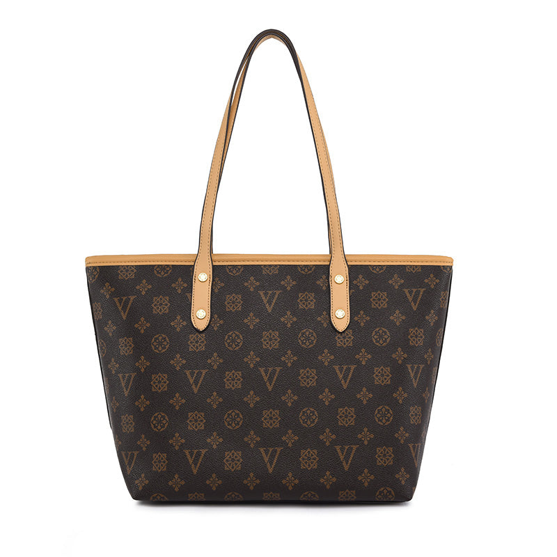 leather casual tote bag vintage women bags luxury handbags 3301 coffee / 29-26-12cm