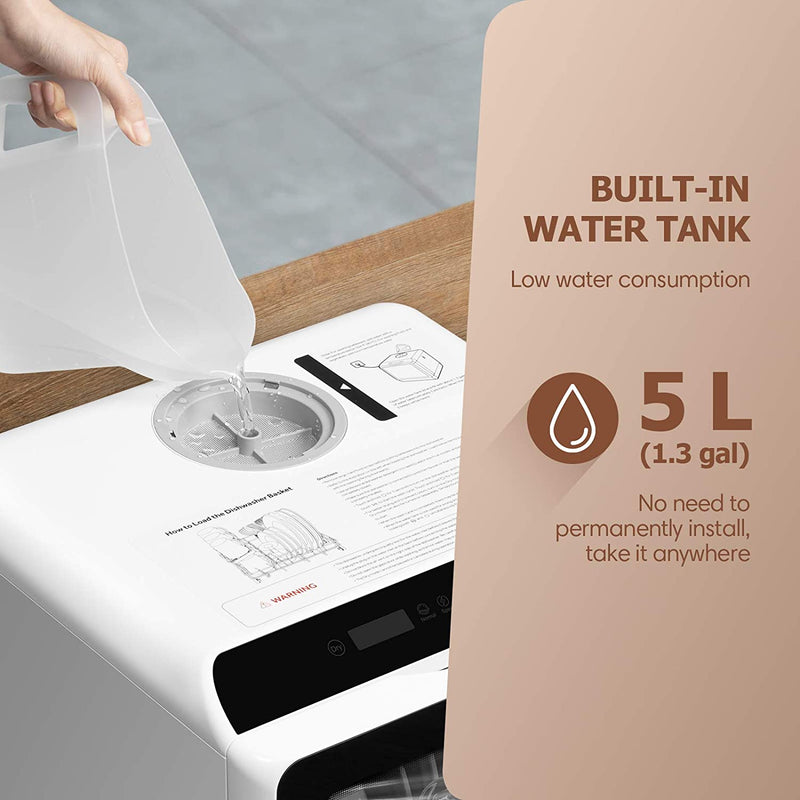 countertop dishwasher with 1.3-gallon built-in water tank