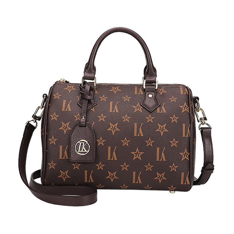 women famous brands leather designer purse ladies tote shoulder bags coffee / 25x18x18.5cm