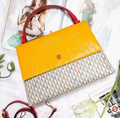 100% genuine leather top-handle trapeze bag luxury brand designer purses yellow