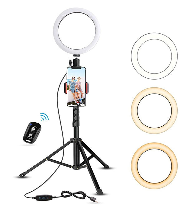 8" selfie ring light with tripod camera stand & cell phone holder