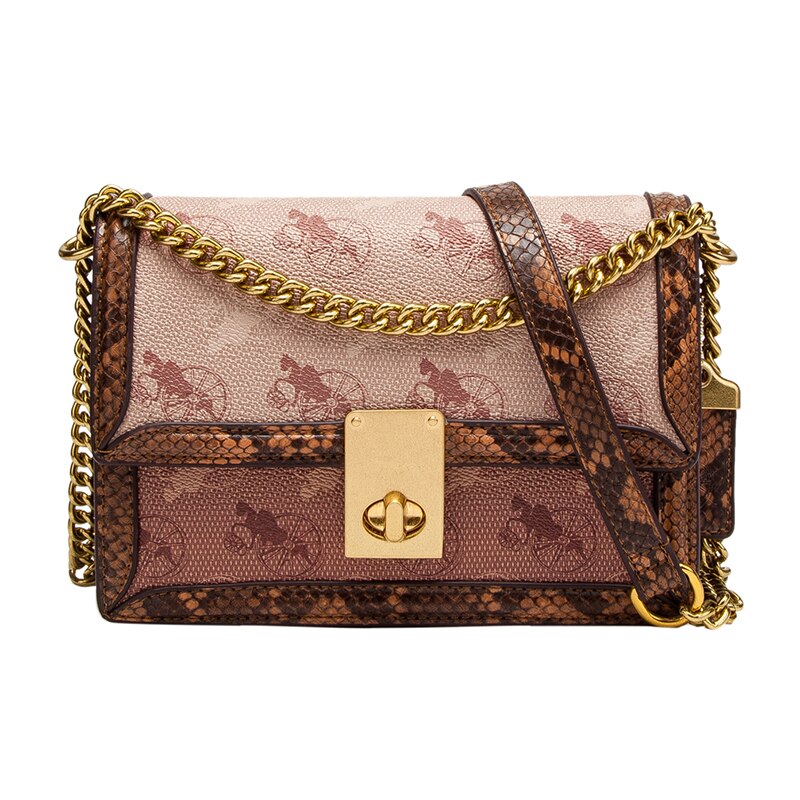 summer chain small square bag high quality luxury fashion messenger bag coffee / 20cm 13cm 7cm