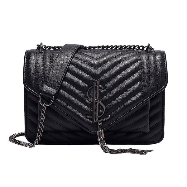 high-end handbags women's crossbody for women leather shoulder strap style1 black / w23cm h16cm th8cm