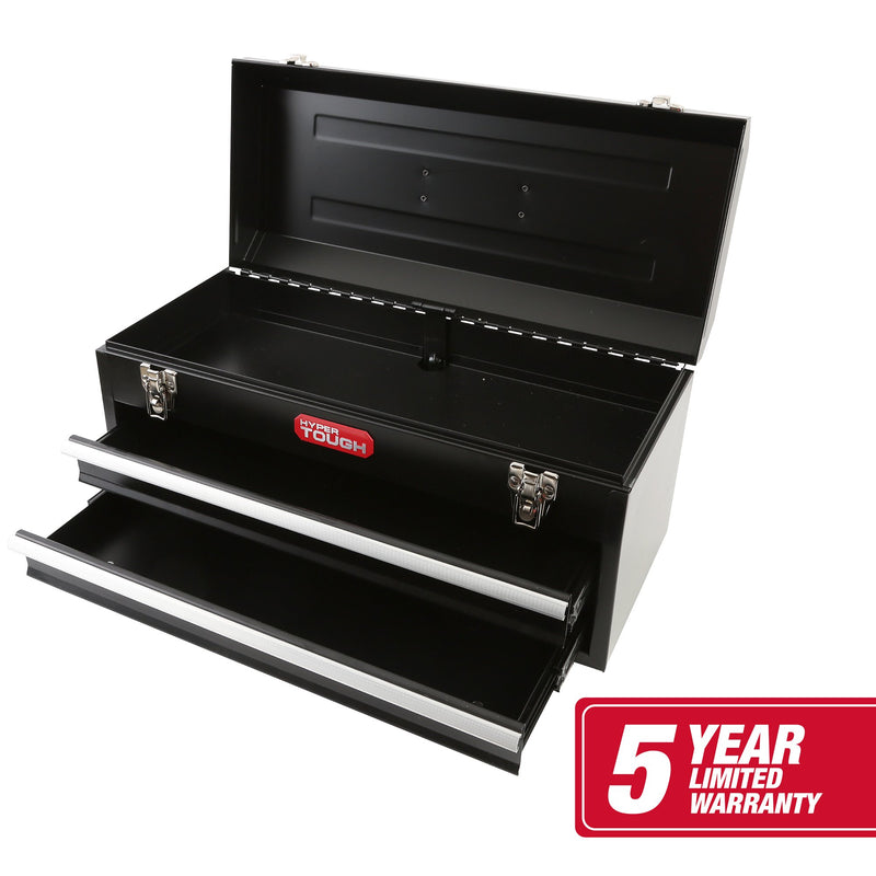 Hyper Tough 20-Inch 2-Drawer Tool Box, Tool Chest with Flip-Up Lid, Black