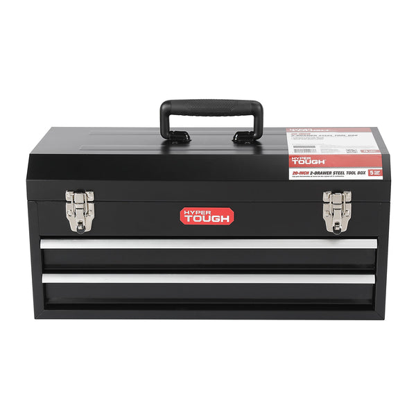 Hyper Tough 20-Inch 2-Drawer Tool Box, Tool Chest with Flip-Up Lid, Black