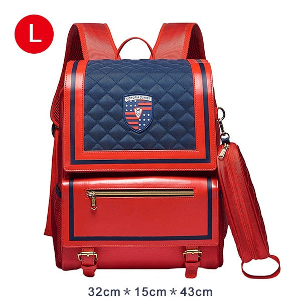 kids school backpack for boys, girls in grade 4-6 waterproof large capacity red-(l)