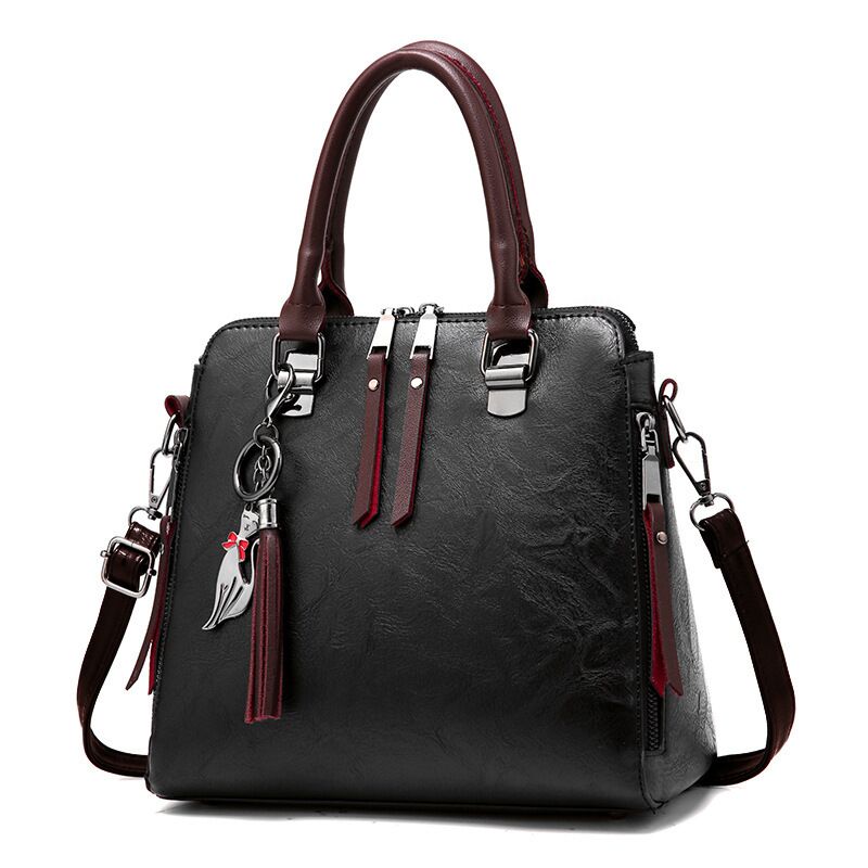 crossbody for woman fashion design purses totes soft pu leather style 2 black / 24x23x13cm