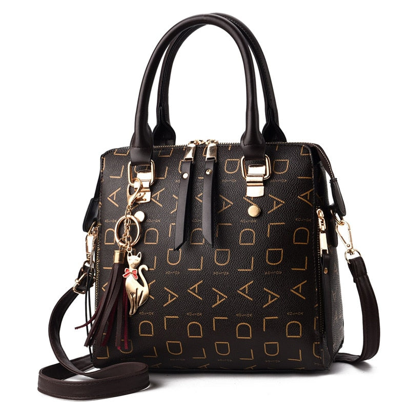 crossbody for woman fashion design purses totes soft pu leather coffee black / 24x23x13cm