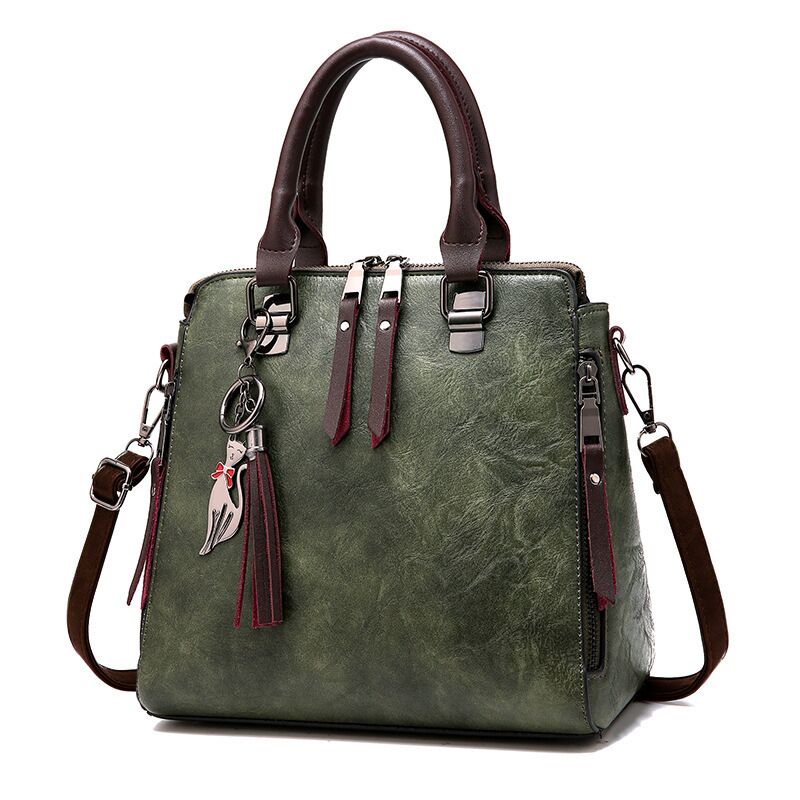 crossbody for woman fashion design purses totes soft pu leather style 2 army green / 24x23x13cm
