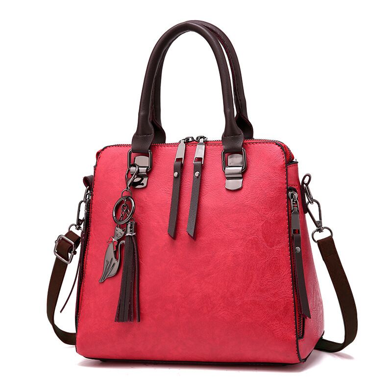 crossbody for woman fashion design purses totes soft pu leather style 2 red / 24x23x13cm